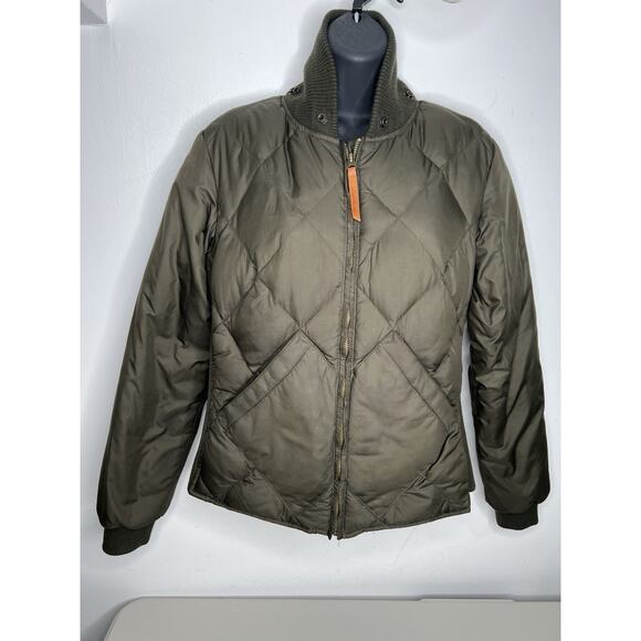 Vintage Bauer Down Eddie Bauer Jacket Green Olive Women's Full Zip Size Medium - Picture 1 of 8